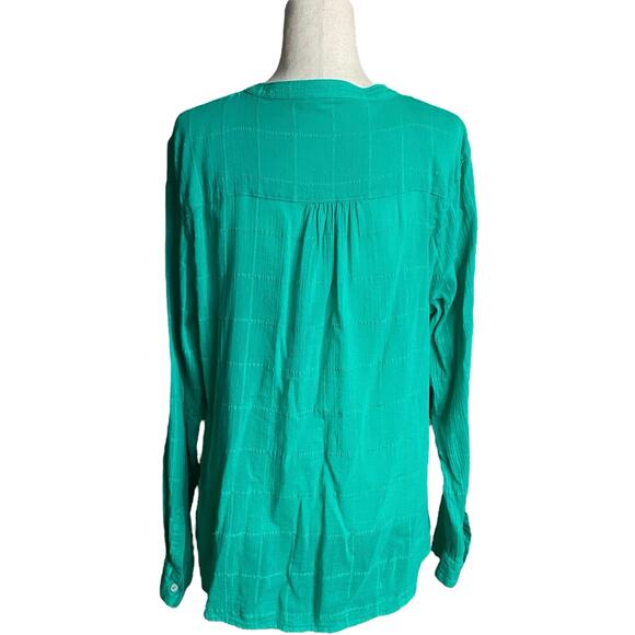 Carve Designs Half Button Down Roll Sleeve Casual Shirt Womens XL Green Sheer - Picture 3 of 14